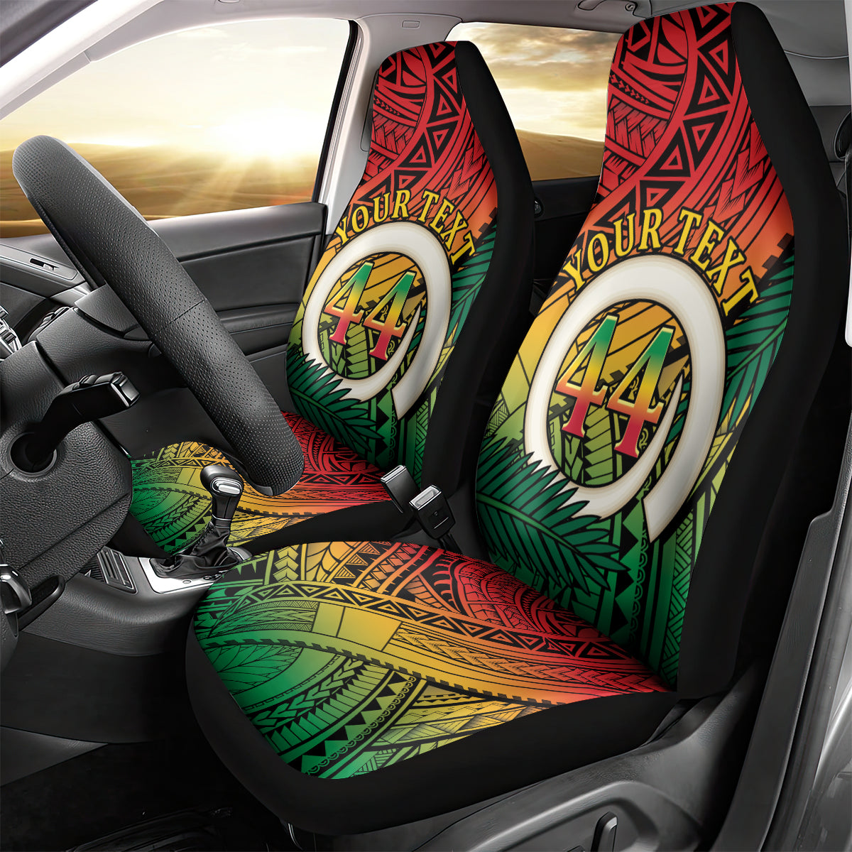 Personalised Vanuatu Yumi 44th Indipendens Dei Car Seat Cover Vanuatuan Broad Tusk with Polynesian Tribal LT9 - Polynesian Pride