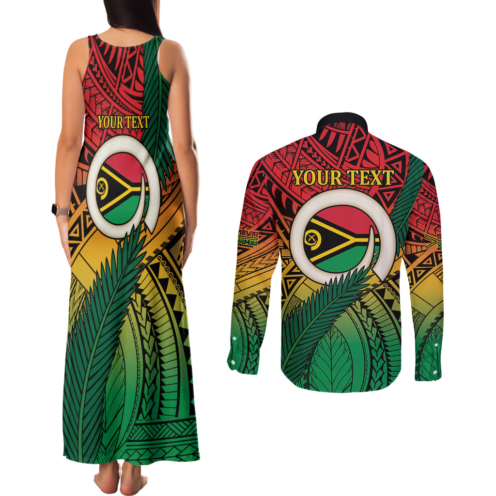 Personalised Vanuatu Yumi 44th Indipendens Dei Couples Matching Tank Maxi Dress and Long Sleeve Button Shirt Vanuatuan Broad Tusk with Polynesian Tribal LT9 - Polynesian Pride