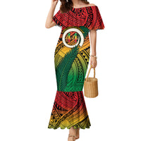 Personalised Vanuatu Yumi 44th Indipendens Dei Family Matching Mermaid Dress and Hawaiian Shirt Vanuatuan Broad Tusk with Polynesian Tribal LT9 Mom's Dress Reggae - Polynesian Pride