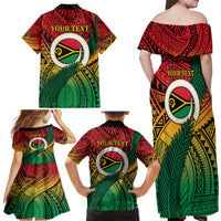 Personalised Vanuatu Yumi 44th Indipendens Dei Family Matching Off Shoulder Maxi Dress and Hawaiian Shirt Vanuatuan Broad Tusk with Polynesian Tribal LT9 - Polynesian Pride