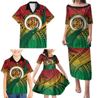 Personalised Vanuatu Yumi 44th Indipendens Dei Family Matching Puletasi and Hawaiian Shirt Vanuatuan Broad Tusk with Polynesian Tribal LT9 - Polynesian Pride