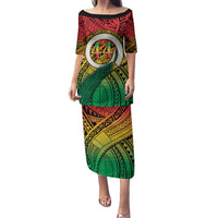 Personalised Vanuatu Yumi 44th Indipendens Dei Family Matching Puletasi and Hawaiian Shirt Vanuatuan Broad Tusk with Polynesian Tribal LT9 Mom's Dress Reggae - Polynesian Pride