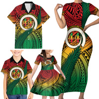 Personalised Vanuatu Yumi 44th Indipendens Dei Family Matching Short Sleeve Bodycon Dress and Hawaiian Shirt Vanuatuan Broad Tusk with Polynesian Tribal LT9 - Polynesian Pride