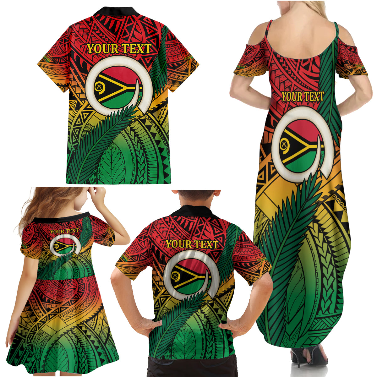 Personalised Vanuatu Yumi 44th Indipendens Dei Family Matching Summer Maxi Dress and Hawaiian Shirt Vanuatuan Broad Tusk with Polynesian Tribal LT9 - Polynesian Pride