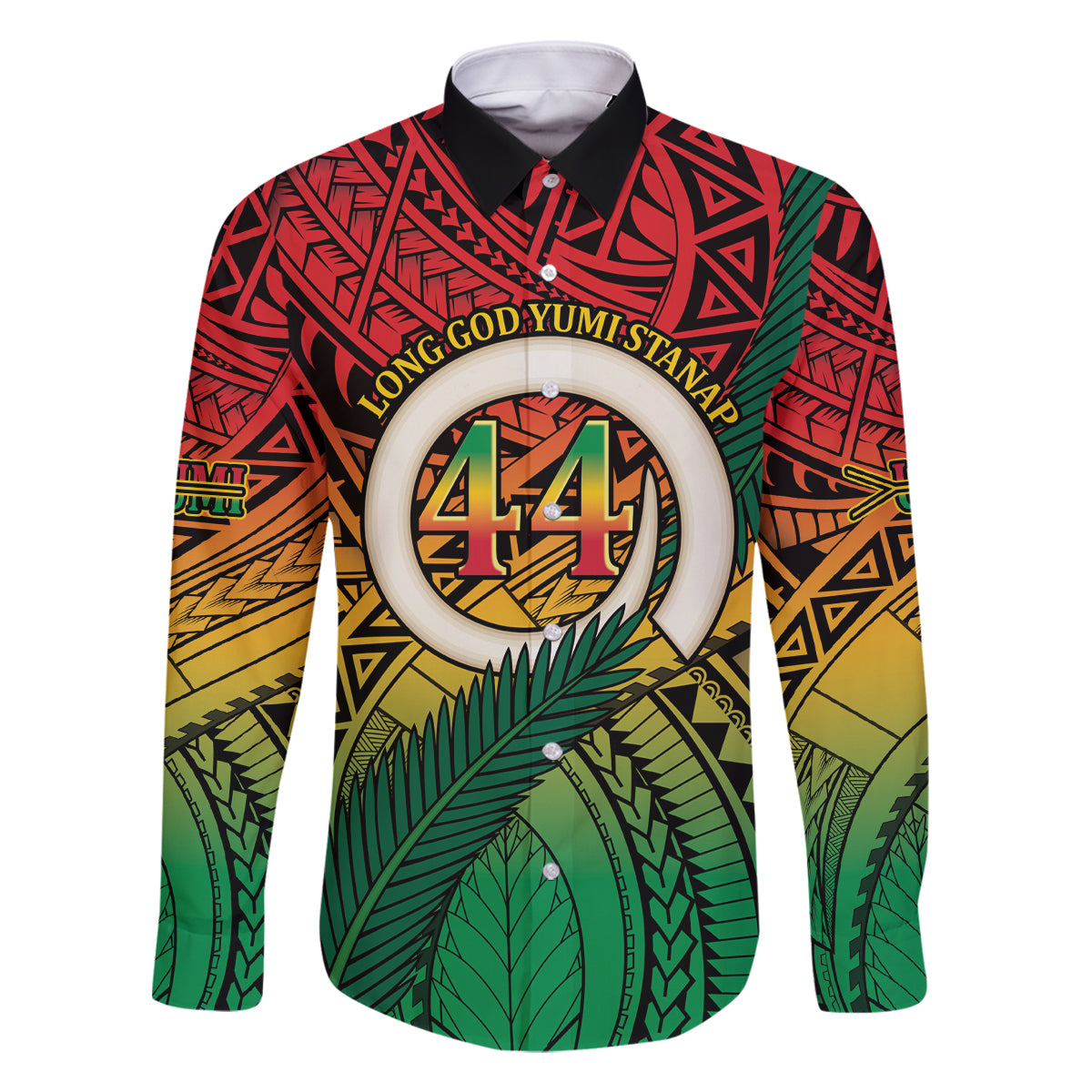 Personalised Vanuatu Yumi 44th Indipendens Dei Family Matching Tank Maxi Dress and Hawaiian Shirt Vanuatuan Broad Tusk with Polynesian Tribal LT9 Dad's Shirt - Long Sleeve Reggae - Polynesian Pride
