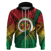 Personalised Vanuatu Yumi 44th Indipendens Dei Hoodie Vanuatuan Broad Tusk with Polynesian Tribal LT9 Zip Hoodie Reggae - Polynesian Pride