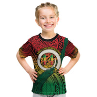 Personalised Vanuatu Yumi 44th Indipendens Dei Kid T Shirt Vanuatuan Broad Tusk with Polynesian Tribal LT9 Reggae - Polynesian Pride