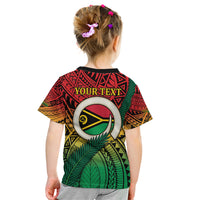 Personalised Vanuatu Yumi 44th Indipendens Dei Kid T Shirt Vanuatuan Broad Tusk with Polynesian Tribal LT9 - Polynesian Pride