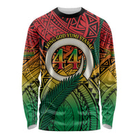 Personalised Vanuatu Yumi 44th Indipendens Dei Long Sleeve Shirt Vanuatuan Broad Tusk with Polynesian Tribal LT9 Unisex Reggae - Polynesian Pride