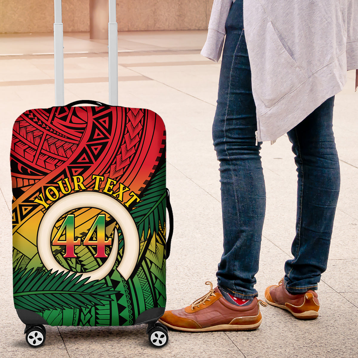 Personalised Vanuatu Yumi 44th Indipendens Dei Luggage Cover Vanuatuan Broad Tusk with Polynesian Tribal LT9 Reggae - Polynesian Pride
