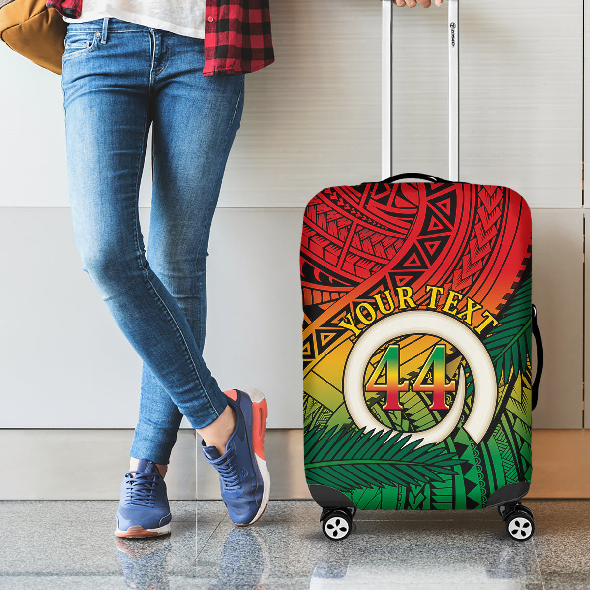 Personalised Vanuatu Yumi 44th Indipendens Dei Luggage Cover Vanuatuan Broad Tusk with Polynesian Tribal LT9 - Polynesian Pride