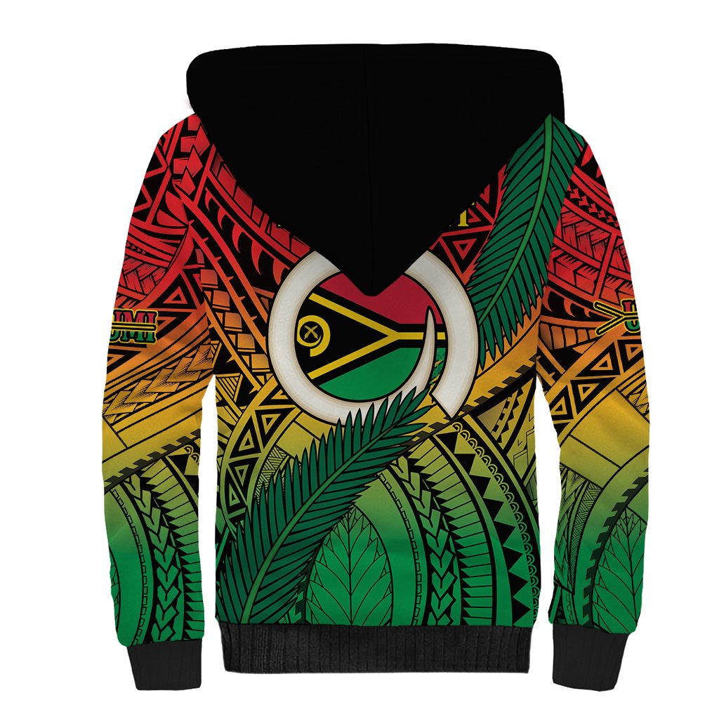 Personalised Vanuatu Yumi 44th Indipendens Dei Sherpa Hoodie Vanuatuan Broad Tusk with Polynesian Tribal LT9 - Polynesian Pride