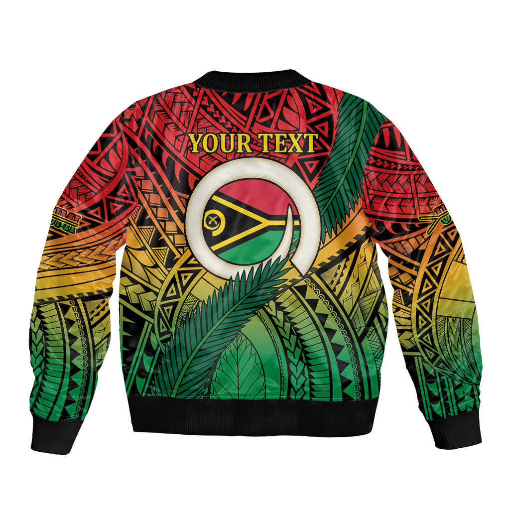 Personalised Vanuatu Yumi 44th Indipendens Dei Sleeve Zip Bomber Jacket Vanuatuan Broad Tusk with Polynesian Tribal