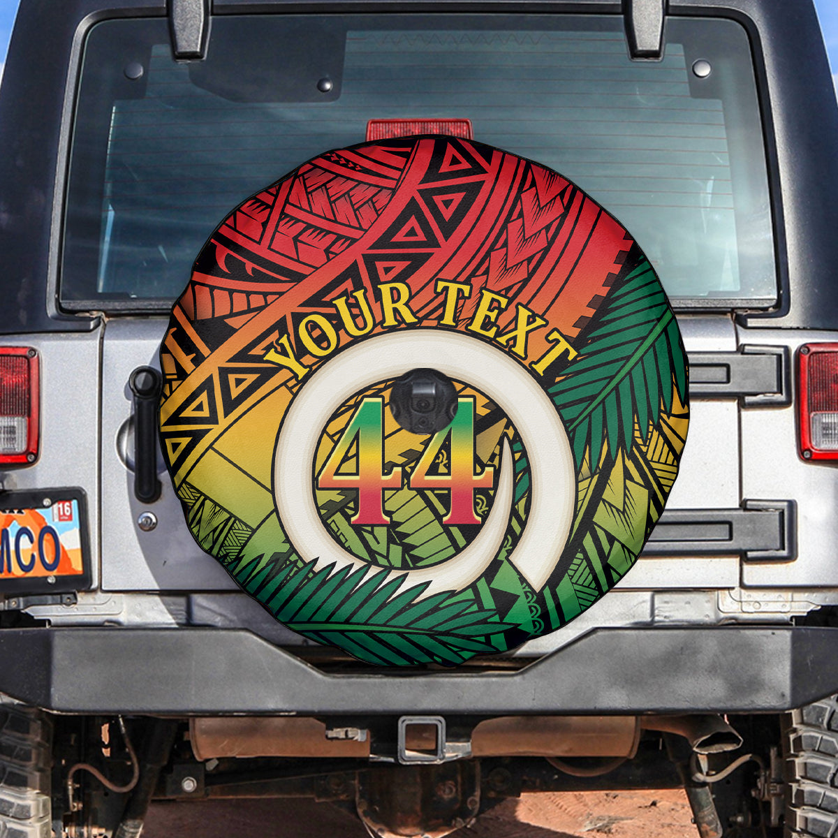 Personalised Vanuatu Yumi 44th Indipendens Dei Spare Tire Cover Vanuatuan Broad Tusk with Polynesian Tribal LT9 Reggae - Polynesian Pride