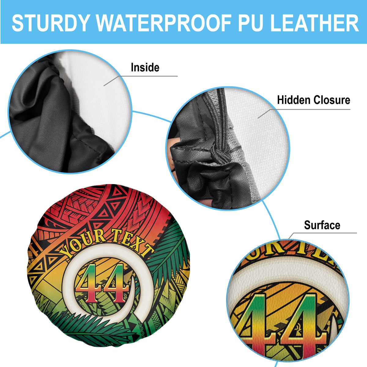 Personalised Vanuatu Yumi 44th Indipendens Dei Spare Tire Cover Vanuatuan Broad Tusk with Polynesian Tribal LT9 - Polynesian Pride