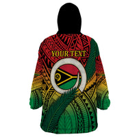 Personalised Vanuatu Yumi 44th Indipendens Dei Wearable Blanket Hoodie Vanuatuan Broad Tusk with Polynesian Tribal LT9 - Polynesian Pride