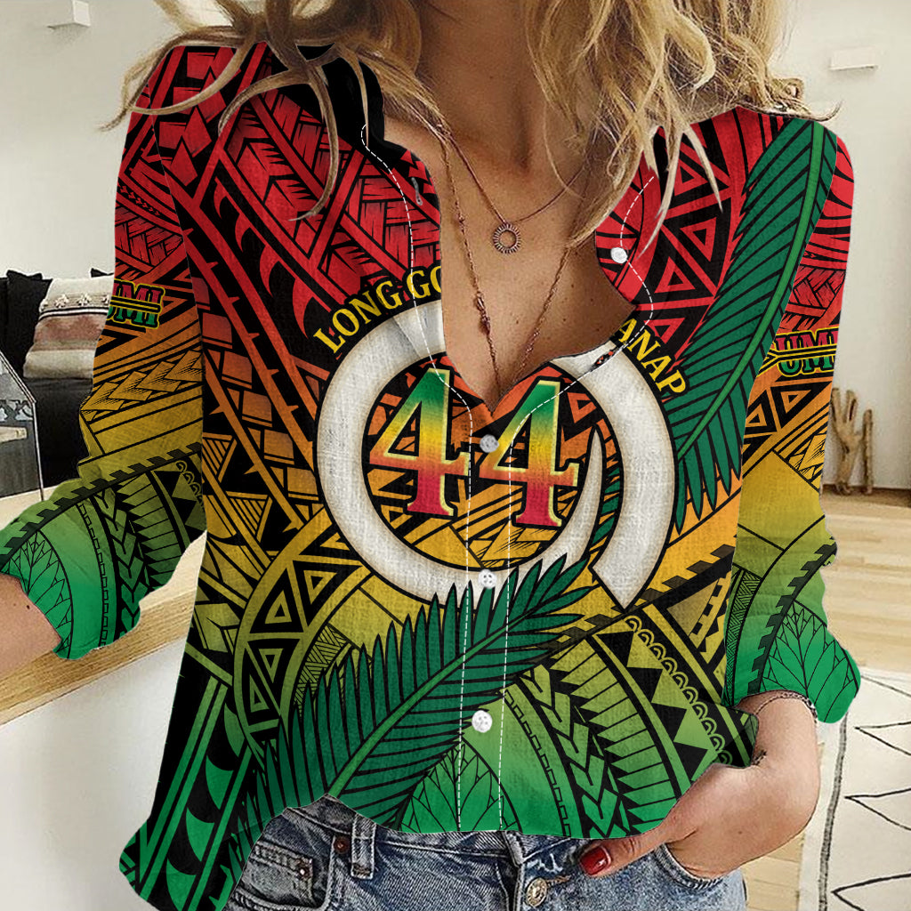 Personalised Vanuatu Yumi 44th Indipendens Dei Women Casual Shirt Vanuatuan Broad Tusk with Polynesian Tribal LT9 Female Reggae - Polynesian Pride