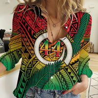 Personalised Vanuatu Yumi 44th Indipendens Dei Women Casual Shirt Vanuatuan Broad Tusk with Polynesian Tribal LT9 Female Reggae - Polynesian Pride