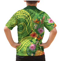 Polynesian Tribal Flower Tattoo Family Matching Mermaid Dress and Hawaiian Shirt Special Lime Green Vibe LT9 - Polynesian Pride
