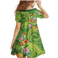 Polynesian Tribal Flower Tattoo Family Matching Mermaid Dress and Hawaiian Shirt Special Lime Green Vibe LT9 - Polynesian Pride