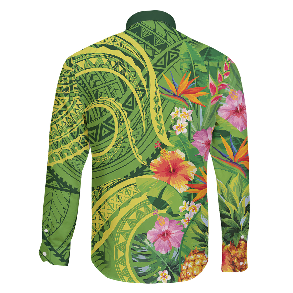 Polynesian Tribal Flower Tattoo Family Matching Tank Maxi Dress and Hawaiian Shirt Special Lime Green Vibe LT9 - Polynesian Pride