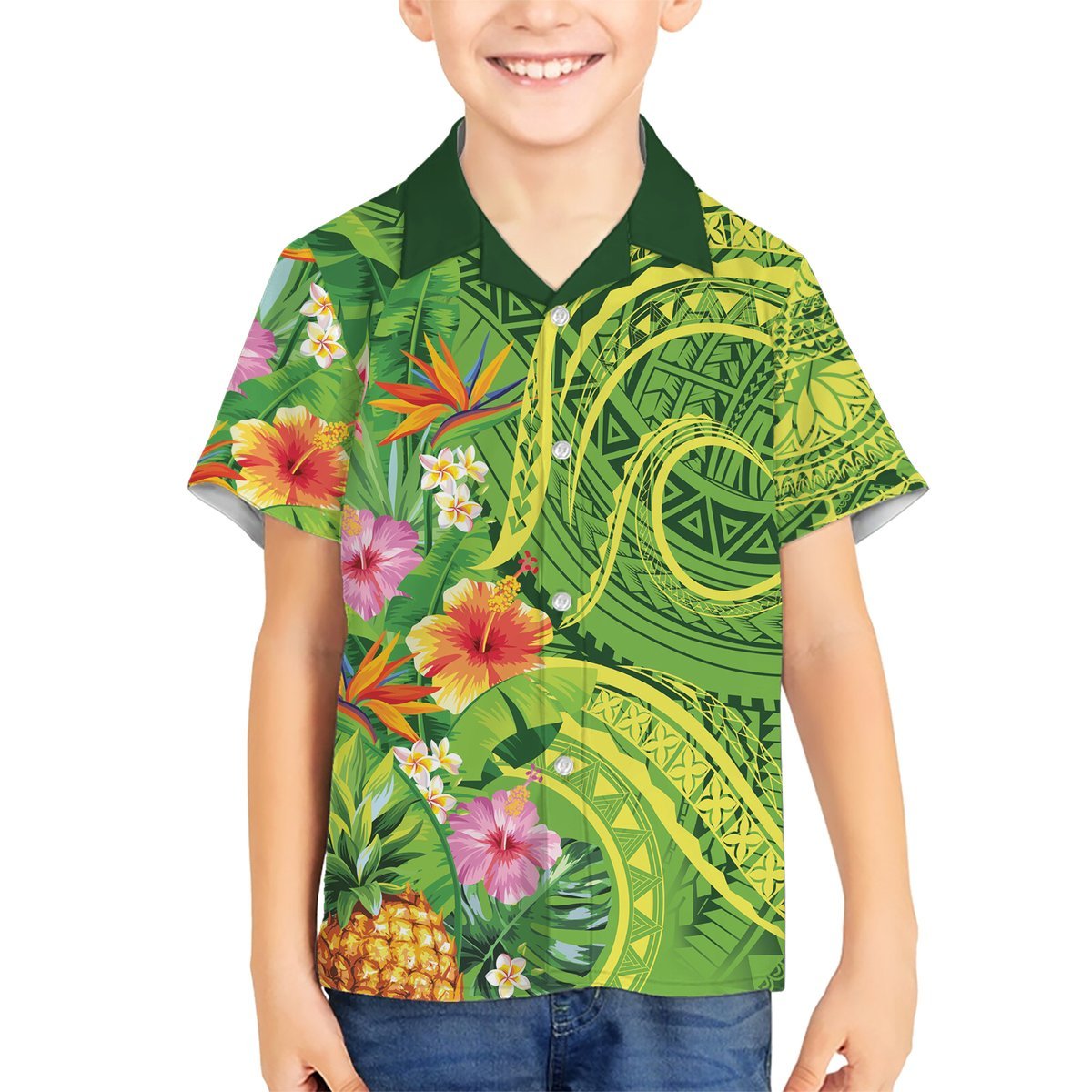 Polynesian Tribal Flower Tattoo Hawaiian Shirt Special Lime Green Vibe LT9 - Polynesian Pride