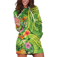 Polynesian Tribal Flower Tattoo Hoodie Dress Special Lime Green Vibe LT9 Lime Green - Polynesian Pride