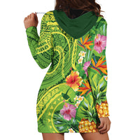 Polynesian Tribal Flower Tattoo Hoodie Dress Special Lime Green Vibe LT9 - Polynesian Pride