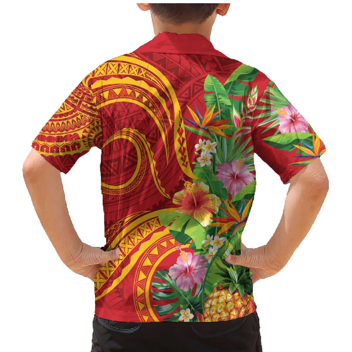 Polynesian Tribal Flower Tattoo Family Matching Mermaid Dress and Hawaiian Shirt Special Vermilion Vibe LT9 - Polynesian Pride