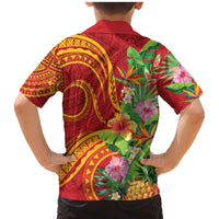 Polynesian Tribal Flower Tattoo Family Matching Mermaid Dress and Hawaiian Shirt Special Vermilion Vibe LT9 - Polynesian Pride