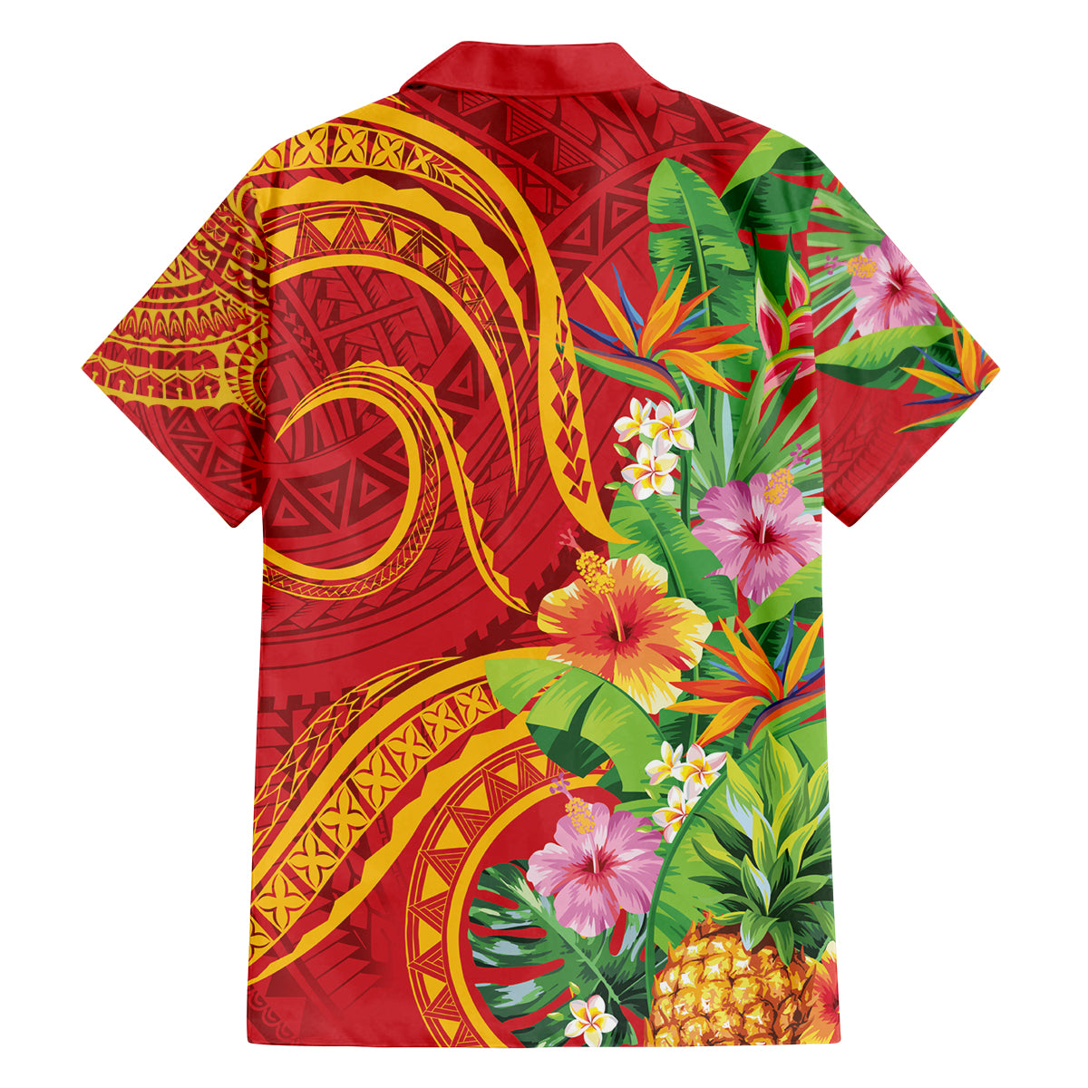 Polynesian Tribal Flower Tattoo Family Matching Off Shoulder Short Dress and Hawaiian Shirt Special Vermilion Vibe LT9 - Polynesian Pride