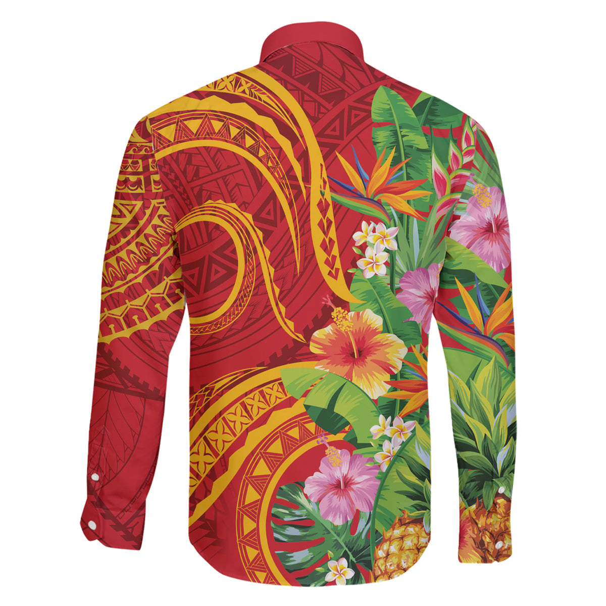 Polynesian Tribal Flower Tattoo Family Matching Short Sleeve Bodycon Dress and Hawaiian Shirt Special Vermilion Vibe LT9 - Polynesian Pride