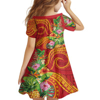 Polynesian Tribal Flower Tattoo Family Matching Summer Maxi Dress and Hawaiian Shirt Special Vermilion Vibe LT9 - Polynesian Pride
