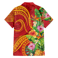 Polynesian Tribal Flower Tattoo Family Matching Summer Maxi Dress and Hawaiian Shirt Special Vermilion Vibe LT9 - Polynesian Pride