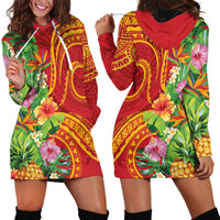 Polynesian Tribal Flower Tattoo Hoodie Dress Special Vermilion Vibe LT9 - Polynesian Pride