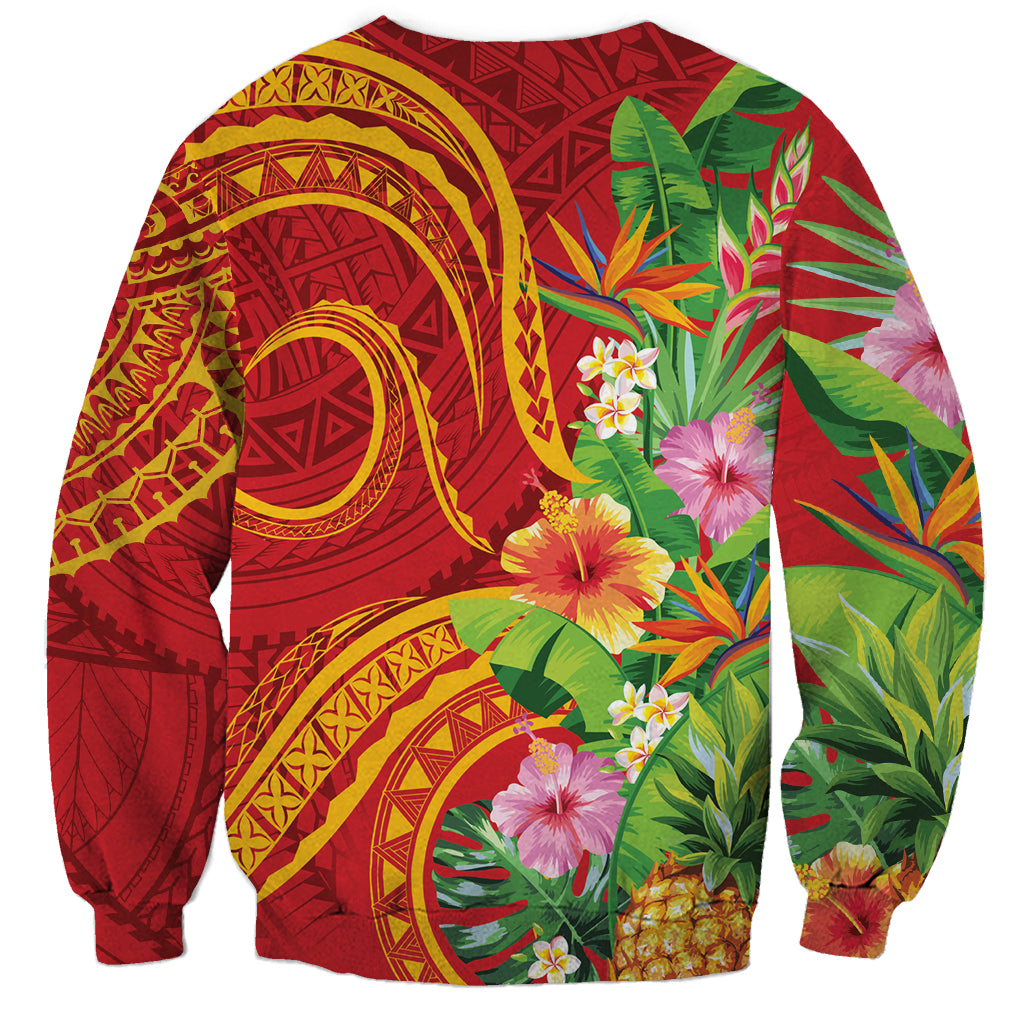 Polynesian Tribal Flower Tattoo Sweatshirt Special Vermilion Vibe LT9 - Polynesian Pride