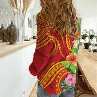 Polynesian Tribal Flower Tattoo Women Casual Shirt Special Vermilion Vibe LT9 - Polynesian Pride