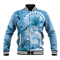 Polynesian Hibiscus Flower Tribal Baseball Jacket Blue Color LT9 Unisex Blue - Polynesian Pride