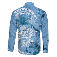 Polynesian Hibiscus Flower Tribal Family Matching Puletasi and Hawaiian Shirt Blue Color LT9 - Polynesian Pride