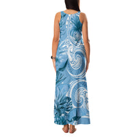 Polynesian Hibiscus Flower Tribal Family Matching Tank Maxi Dress and Hawaiian Shirt Blue Color LT9 - Polynesian Pride
