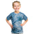 Polynesian Hibiscus Flower Tribal Kid T Shirt Blue Color