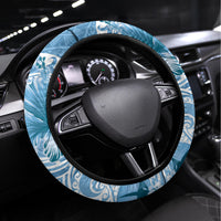 Polynesian Hibiscus Flower Tribal Steering Wheel Cover Blue Color LT9 Universal Fit Blue - Polynesian Pride