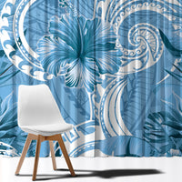 Polynesian Hibiscus Flower Tribal Window Curtain Blue Color LT9 - Polynesian Pride