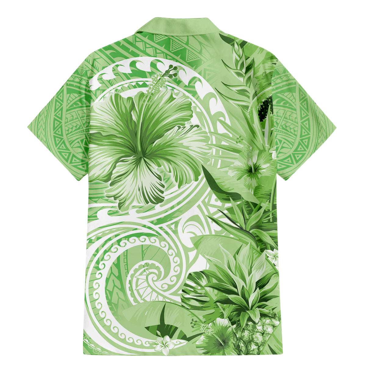 Polynesian Hibiscus Flower Tribal Family Matching Mermaid Dress and Hawaiian Shirt Lime Green Color LT9 - Polynesian Pride