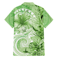 Polynesian Hibiscus Flower Tribal Family Matching Off Shoulder Maxi Dress and Hawaiian Shirt Lime Green Color LT9 - Polynesian Pride