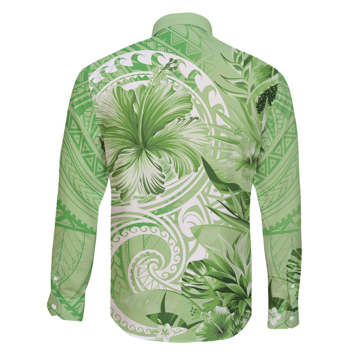 Polynesian Hibiscus Flower Tribal Family Matching Off Shoulder Short Dress and Hawaiian Shirt Lime Green Color LT9 - Polynesian Pride