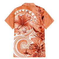 Polynesian Hibiscus Flower Tribal Family Matching Mermaid Dress and Hawaiian Shirt Peach Color LT9 - Polynesian Pride