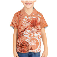 Polynesian Hibiscus Flower Tribal Family Matching Mermaid Dress and Hawaiian Shirt Peach Color LT9 Son's Shirt Peach - Polynesian Pride
