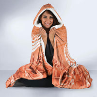 Polynesian Hibiscus Flower Tribal Hooded Blanket Peach Color LT9 - Polynesian Pride