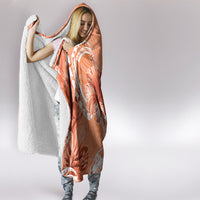 Polynesian Hibiscus Flower Tribal Hooded Blanket Peach Color LT9 - Polynesian Pride